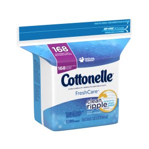 Cottonelle Freshcare Wipes with Clean ripple Texture, Safe Flush Technology Refill 168 QTY Cloths