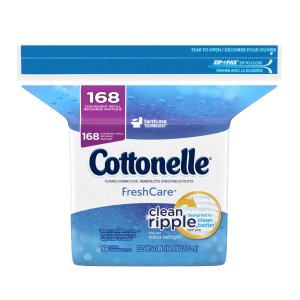 Cottonelle Freshcare Wipes with Clean ripple Texture, Safe Flush Technology Refill 168 QTY Cloths