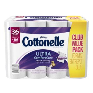 Cottonelle Ultra ComfortCare Household Roll Plus Toilet Paper, Pack of 36 Toilet Paper Rolls - Bathroom Tissue