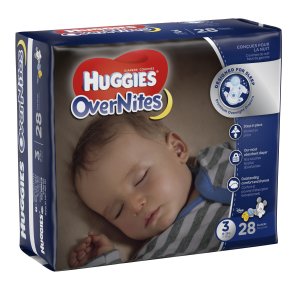Huggies OverNites Baby Diapers, JUMBO PACK, Size 3, 28 Count Over Night Diapers