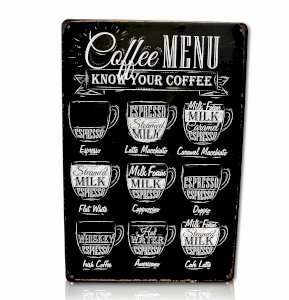 Coffee Menu Bar Metal Sign Home Decor Kitchen Cafe Office Workshop Wall Restaurant
