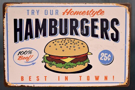 Hamburgers Homestyle Burgers Sign Best in Town 100